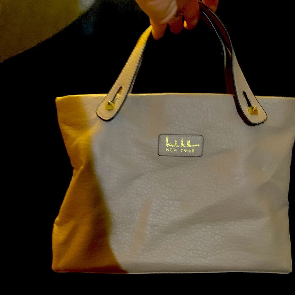 Cream Leather Nicole Miller Handbag
